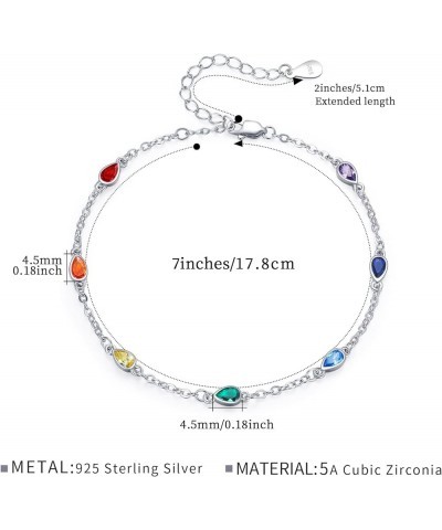 Chakra Bracelet Sterling Silver 7 Chakra Yoga Bracelet Wrist Link Bracelet Birthday Christmas Gifts for Women Wife Girlfriend...