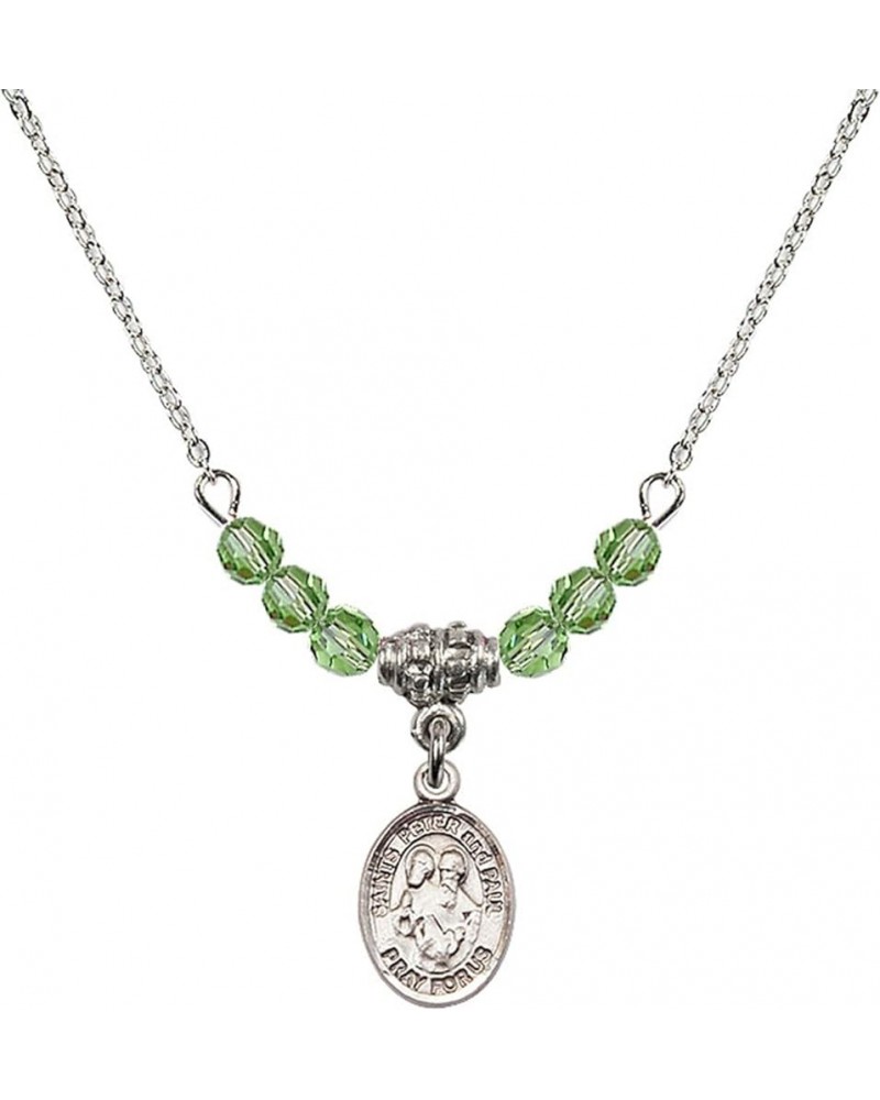 August Birth Month Bead Necklace with Catholic Patron Saint Petite Charm, 18 Inch Saints Peter and St Paul $33.24 Necklaces