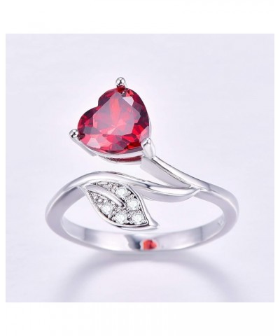 Love Charm Heart Cut Zircon Sweet Ring Jewelry Accessories Woman Birthday Valentine's Day Anniversary Personality Gift Red 6 ...