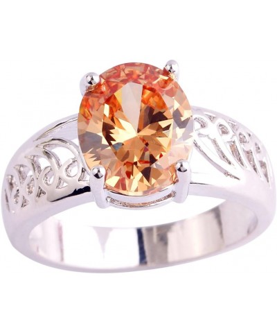 925 Sterling Silver Oval Shaped Created Pink Topaz Filled Anniversary Ring C-Yellow $4.07 Rings