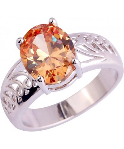 925 Sterling Silver Oval Shaped Created Pink Topaz Filled Anniversary Ring C-Yellow $4.07 Rings