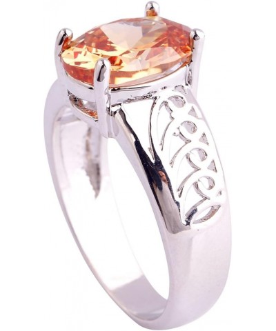 925 Sterling Silver Oval Shaped Created Pink Topaz Filled Anniversary Ring C-Yellow $4.07 Rings