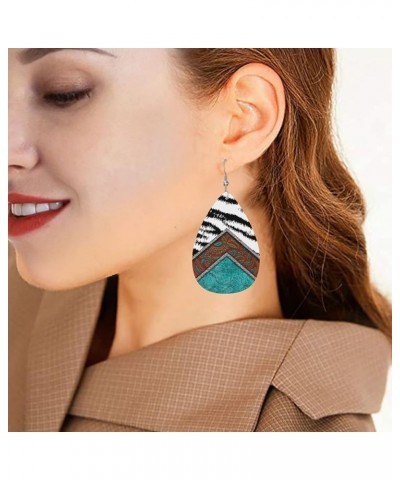 Faux Leather Teardrop Earrings For Teen Girls Women Drop Dangle Earrings Gift Black White Zebra $6.65 Earrings