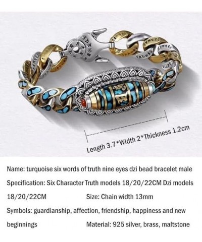 Turquoise Six-Character Mantra Nine-Eyed Dzi Bead Bracelet AB-22CM $15.98 Bracelets