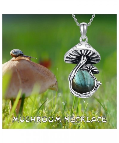 Mushroom Necklace Moonstone/Moss Agate/Malachite/Labradorite/Turquoise Sterling Silver Mushroom Pendant Mushroom Jewelry Vale...