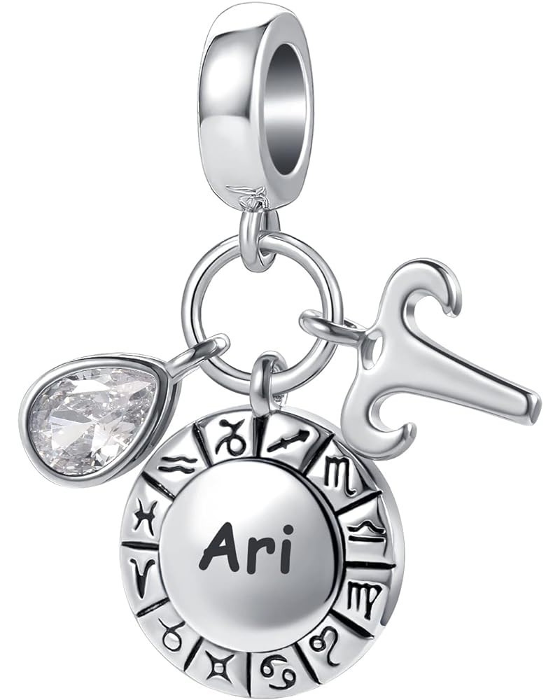 12 Zodiac Signs Happy Birthday Constellations Charm Birthstone Bead for Pandora Bracelet Aries (3.21 - 4.20) $8.39 Bracelets