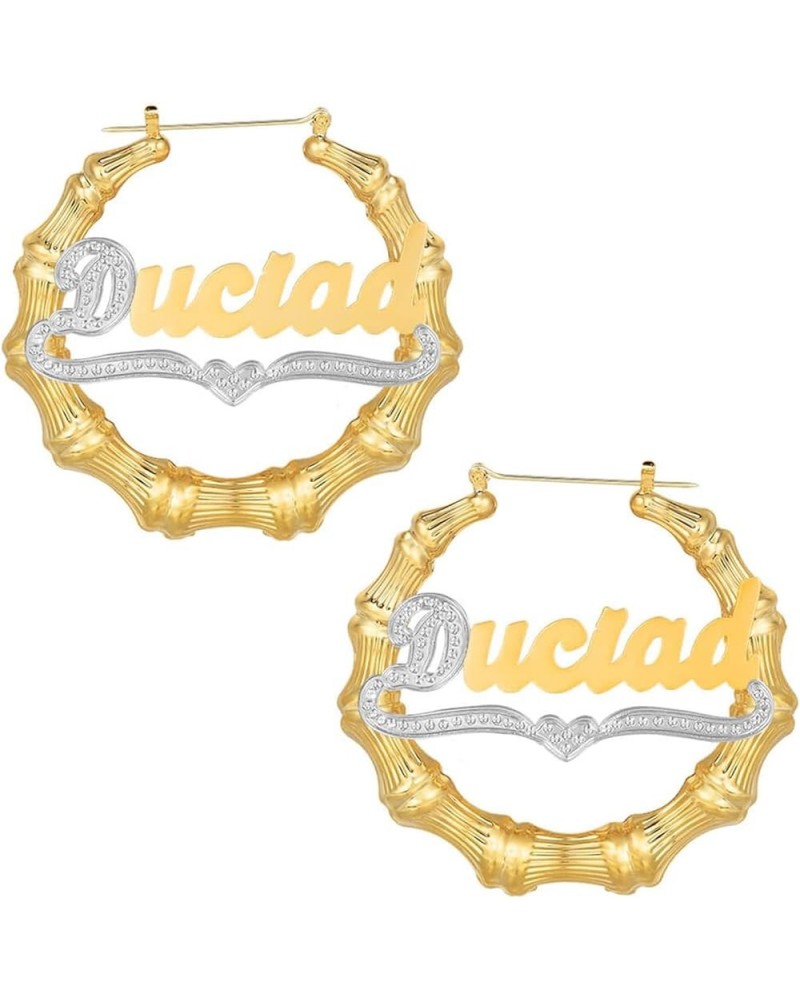 Custom Name Earrings Personalized 18K Gold Plated Name Hoop Earrings Two Tone Customized Earrings Fashion Jewelry Gift for Wo...