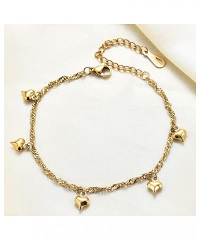 Stainless Steel Heart Charms Chain Style Classic Plain Adjustable Size Strand Bracelet Gold $7.79 Bracelets