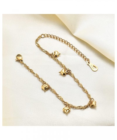 Stainless Steel Heart Charms Chain Style Classic Plain Adjustable Size Strand Bracelet Gold $7.79 Bracelets