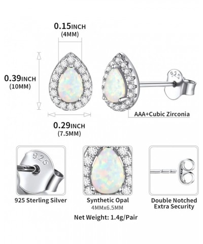 925 Sterling Silver Created White Opal Stud Earrings For Women Hypoallergenic (with Gift Box) G: Pear-Cut Opal CZ Halo $8.61 ...