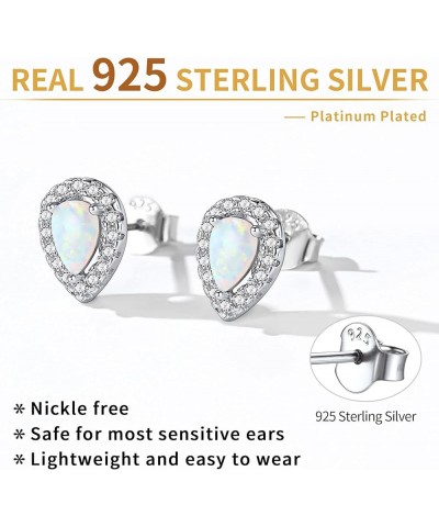 925 Sterling Silver Created White Opal Stud Earrings For Women Hypoallergenic (with Gift Box) G: Pear-Cut Opal CZ Halo $8.61 ...