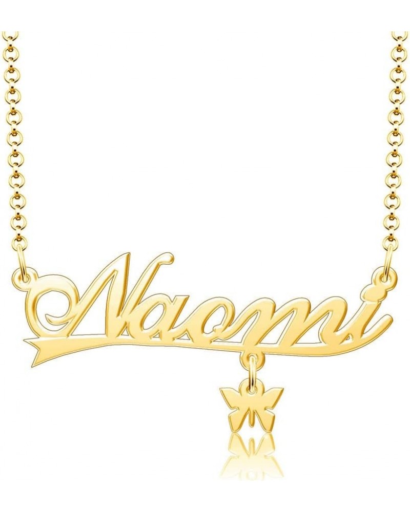 Custom Name Necklace Personalized Butterfly 18k Gold Plated Monogram Customized Initial Nameplate Necklaces Jewelry Gifts for...