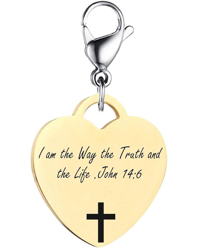 MZZJ Faith Religious Jewelry Christian Bible Verse Scripture Heart Shape ID Charm with Lobster Clasp for DIY Bracelet Neckalc...