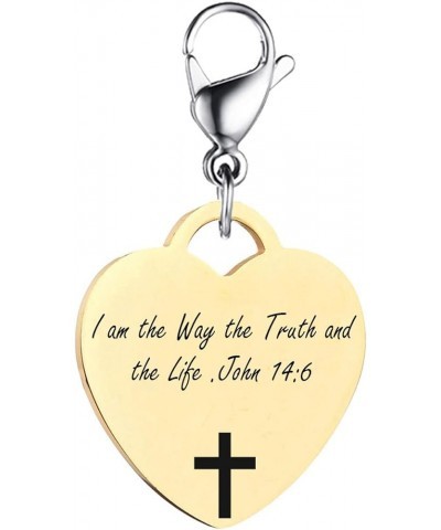 MZZJ Faith Religious Jewelry Christian Bible Verse Scripture Heart Shape ID Charm with Lobster Clasp for DIY Bracelet Neckalc...