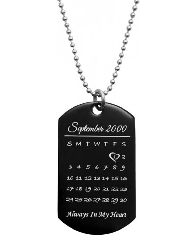 Laser Engraved Personalized Calendar Date/Photo/Text Love Note Stainless Steel Dog Tag Pendant Necklace Anniversary Birthday ...