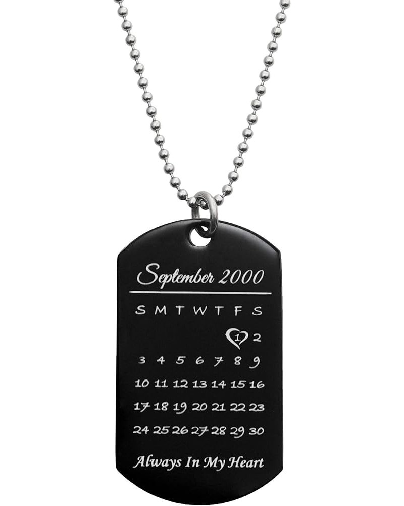 Laser Engraved Personalized Calendar Date/Photo/Text Love Note Stainless Steel Dog Tag Pendant Necklace Anniversary Birthday ...