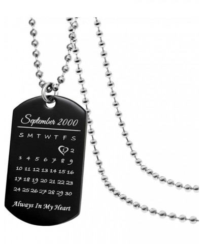 Laser Engraved Personalized Calendar Date/Photo/Text Love Note Stainless Steel Dog Tag Pendant Necklace Anniversary Birthday ...