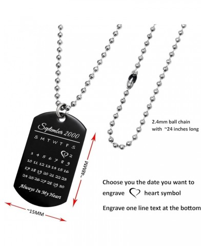 Laser Engraved Personalized Calendar Date/Photo/Text Love Note Stainless Steel Dog Tag Pendant Necklace Anniversary Birthday ...