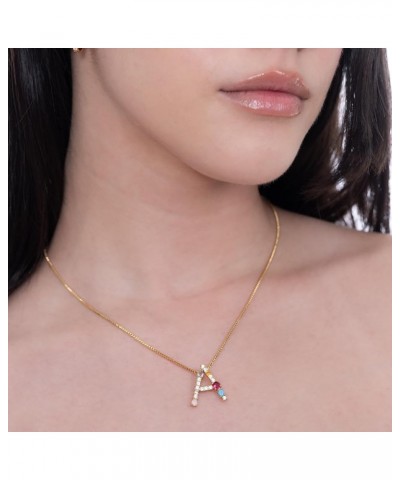 LUX Necklace with Initials – 18K Gold Plated Gold Monogram Necklace – Gold Big Letter Necklace with Cubic Zirconia Stones – C...