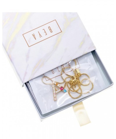 LUX Necklace with Initials – 18K Gold Plated Gold Monogram Necklace – Gold Big Letter Necklace with Cubic Zirconia Stones – C...