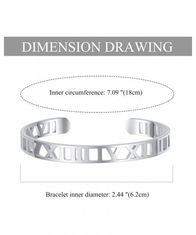 Roman Numeral Hollow Carved Bracelet for Men Women, Stainless Steel Roman Numeral Cuff Bracelet Bangle $11.20 Bracelets