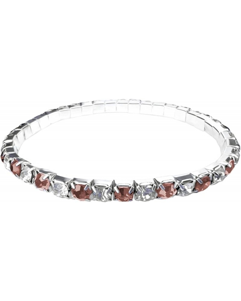 18K White Gold Plated 7in Stretch Tennis Bracelet with 4mm Round Cubic Zirconia Inserts Rose Gold $8.63 Bracelets