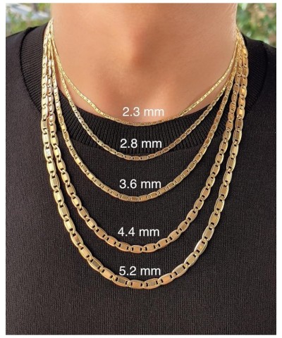 14K Gold Necklaces For Women Trendy 2.3mm 2.8mm 3.6mm 4.4mm 5.2mm Yellow Real Gold Valentino Mirror Chain Polished Links Men'...