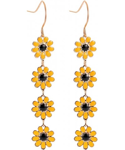 60/70s Daisy Flower Dangle Drop Earrings for Women Girl Sun Flower Enamel Dainty Elegant Colorful Summer Holiday Colorful Jew...