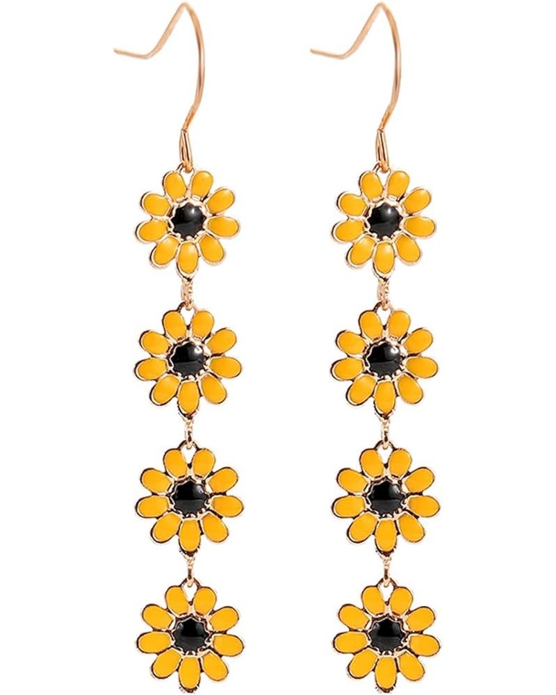 60/70s Daisy Flower Dangle Drop Earrings for Women Girl Sun Flower Enamel Dainty Elegant Colorful Summer Holiday Colorful Jew...