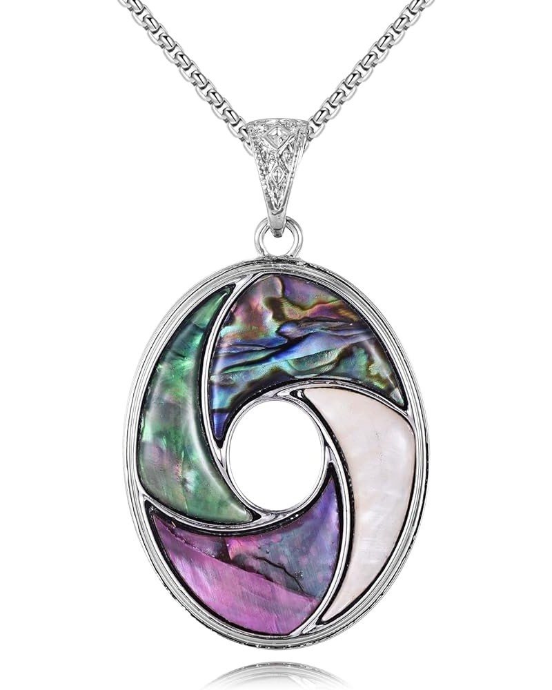 Abalone Shell Jewelry for Women Round/Oval/Teardrop/Irregular Shape Abalone Shell Pendant Necklace Christmas Gift for Girlfri...