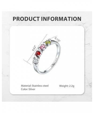 Personalized Birthstone Rings for Women Names Engraved Mothers Ring with 1-5 Birthstones Customized Sterling Silver Anniversa...