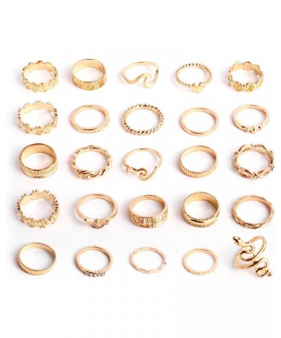 25Pcs Gold Vintage Knuckle Rings Set for Women Girls, Boho Dainty Stackable Midi Finger Rings, Snake Signet Fashion Ring Gift...