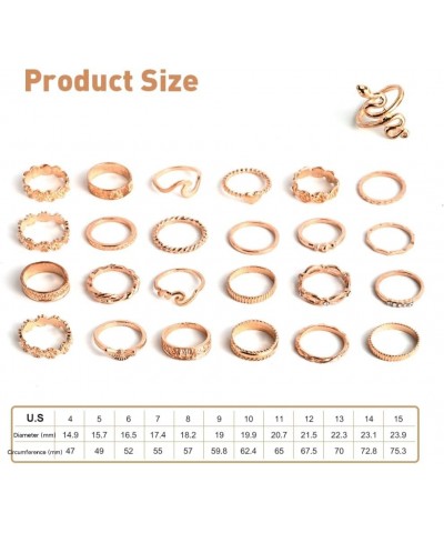 25Pcs Gold Vintage Knuckle Rings Set for Women Girls, Boho Dainty Stackable Midi Finger Rings, Snake Signet Fashion Ring Gift...