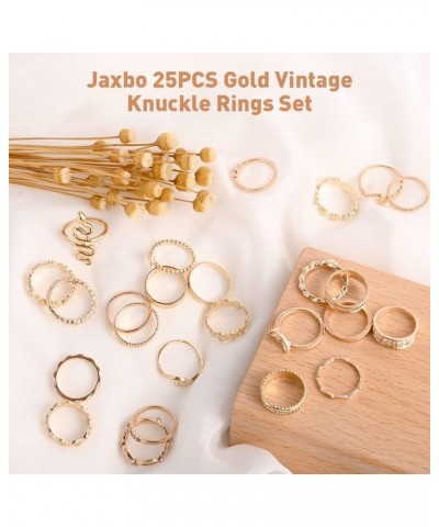 25Pcs Gold Vintage Knuckle Rings Set for Women Girls, Boho Dainty Stackable Midi Finger Rings, Snake Signet Fashion Ring Gift...