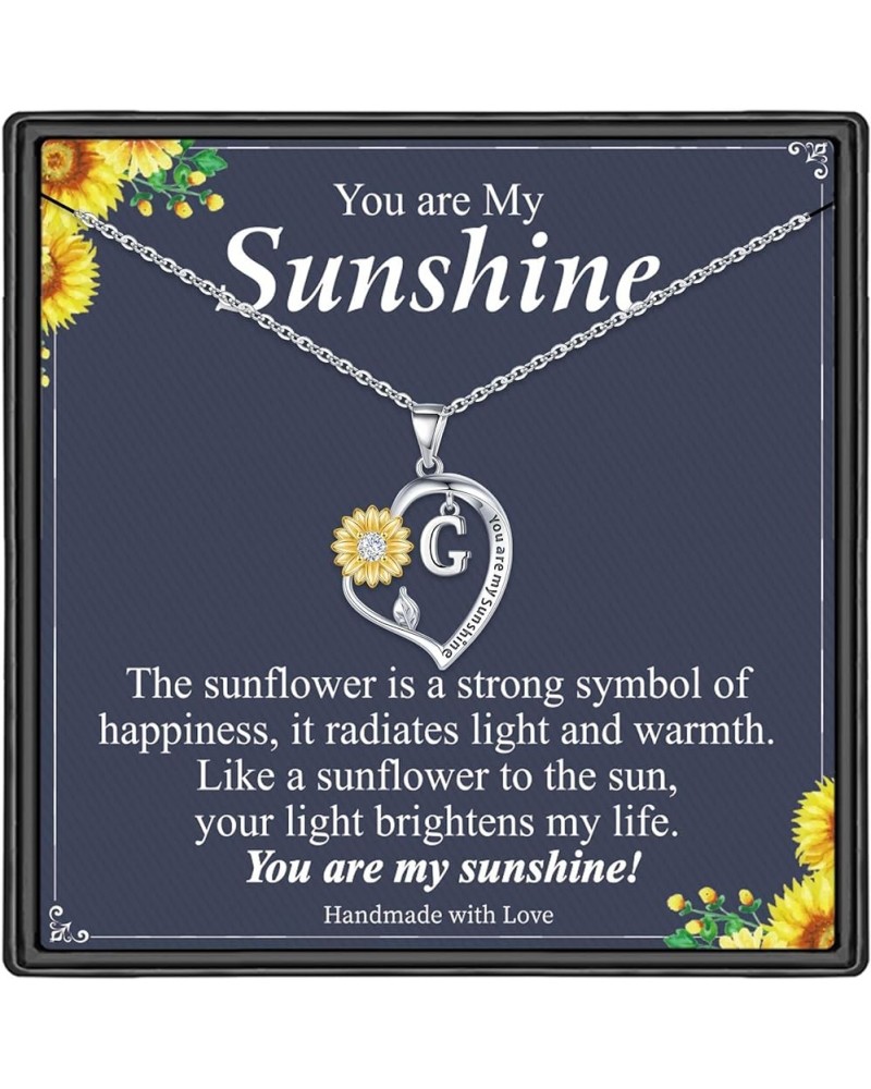 Sunflower Gifts for Women Girls - Heart CZ Sunflower Necklace for Women Girls Initial Sunflower Pendant Necklace Sunflower Gi...