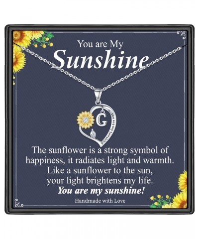 Sunflower Gifts for Women Girls - Heart CZ Sunflower Necklace for Women Girls Initial Sunflower Pendant Necklace Sunflower Gi...