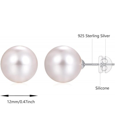 3 Pairs AAA+ Handpicked Freshwater Cultured Pearl Stud Earrings In Sterling Silver, White/Pink/Light-Purple Pearl Stud Earrin...