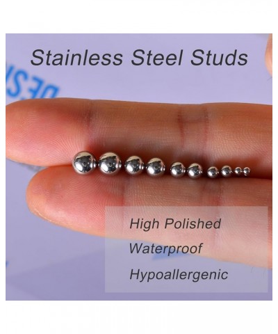 15-30 Pairs Stainless Steel Stud Earrings Set, Hypoallergenic Cartilage Stud Earrings for Women, Bulk Surgical Steel Ball CZ ...