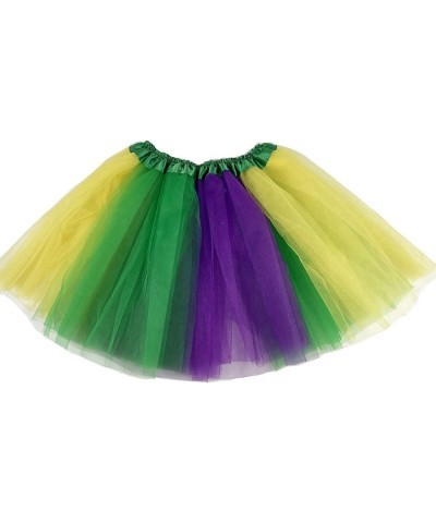 Women Mardi Gras Accessorie Outfit Adult St. Patrick's Day Party Costume Set with Tutu Headband Beads Necklace Three-color Tu...