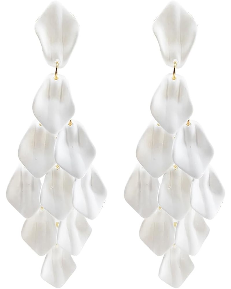 Arcylic Statement Big Earrings, Large Long Fashion Petal Chandelier Dangle Earrings for Women White $9.35 Earrings