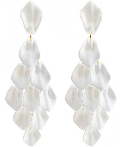 Arcylic Statement Big Earrings, Large Long Fashion Petal Chandelier Dangle Earrings for Women White $9.35 Earrings