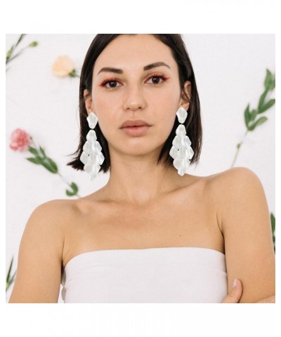 Arcylic Statement Big Earrings, Large Long Fashion Petal Chandelier Dangle Earrings for Women White $9.35 Earrings