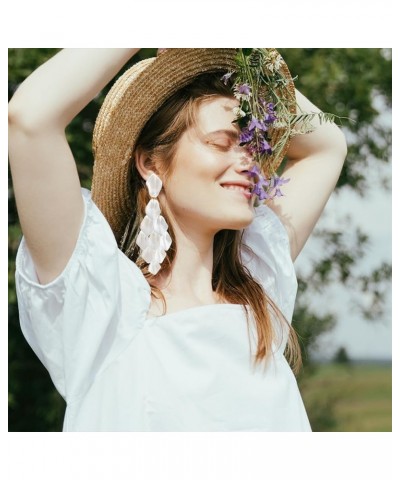 Arcylic Statement Big Earrings, Large Long Fashion Petal Chandelier Dangle Earrings for Women White $9.35 Earrings