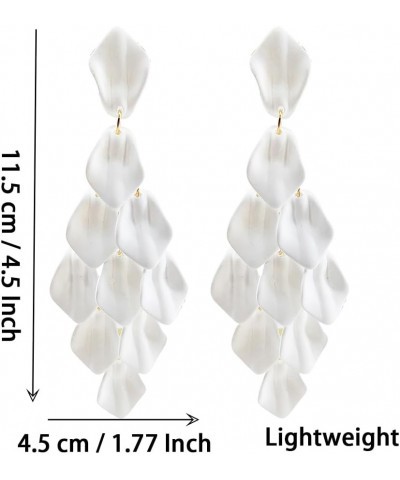 Arcylic Statement Big Earrings, Large Long Fashion Petal Chandelier Dangle Earrings for Women White $9.35 Earrings