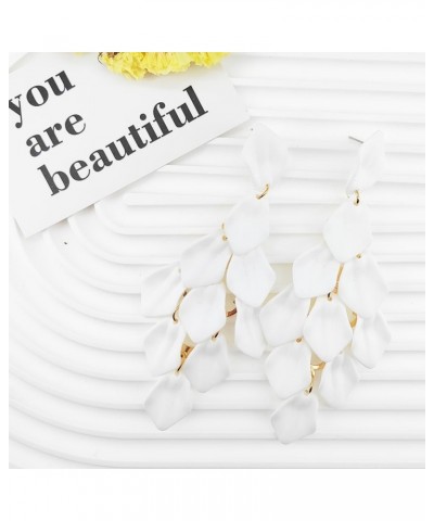 Arcylic Statement Big Earrings, Large Long Fashion Petal Chandelier Dangle Earrings for Women White $9.35 Earrings