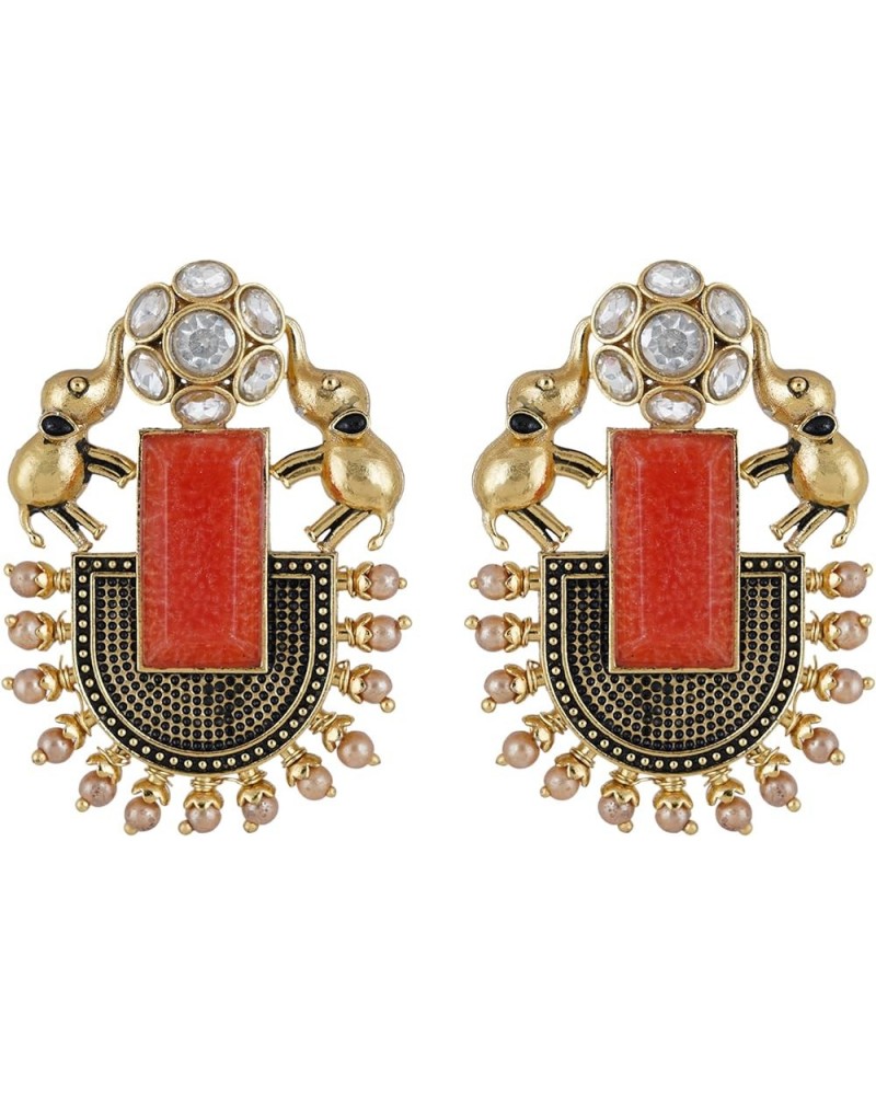 Traditional Silver Gold Oxidised Large Studs German Silver Jhumka Combo Chand Baliyan Earrings Set for Women Gold Red $10.00 ...