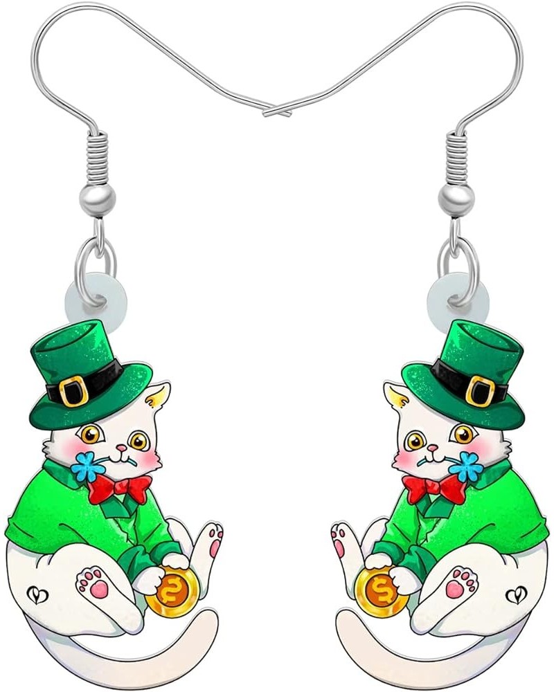 Acrylic Cute St Patricks Day Green Top Hat Animals Earrings Luck Shamrock Pets Dangle Gifts Jewelry for Women Girls Greenness...