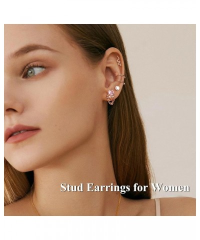 18PCS Cartilage Earring Stud for Women Surgical Steel Flat Back Earrings Couch Hoop Piercing Opal Flower Sanke Helix Tragus P...