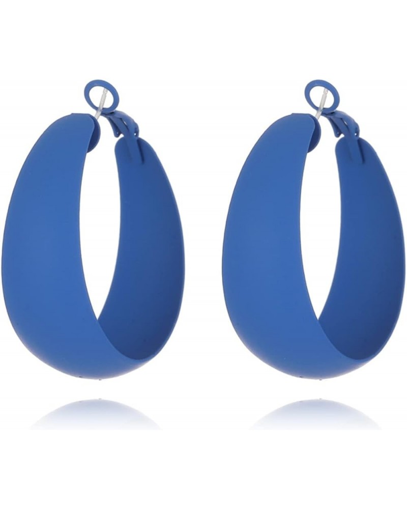 Colorful Candy Round Circle Lightweight C Shape Hoop Earrings for Women Girls Exaggerate Big Summer Earrings blue $7.27 Earrings