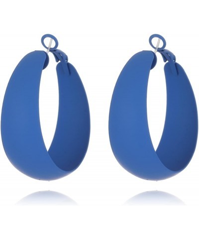 Colorful Candy Round Circle Lightweight C Shape Hoop Earrings for Women Girls Exaggerate Big Summer Earrings blue $7.27 Earrings